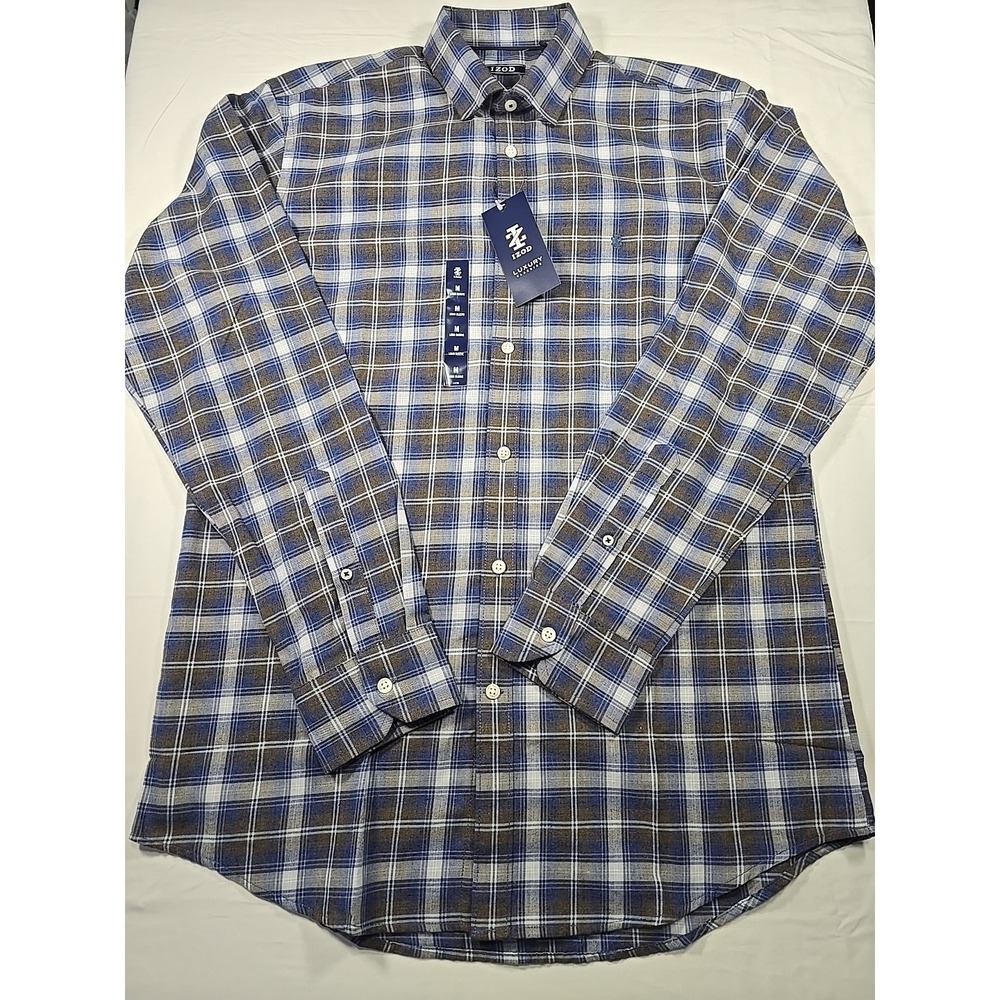 NWT‎ IZOD Stretch Tartan Plaid Shirt Medium Preppy Old Money Men's